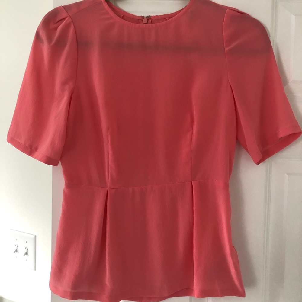 Madewell Broadway & Broome Pink Silk Puff Sleeve Blouse XS